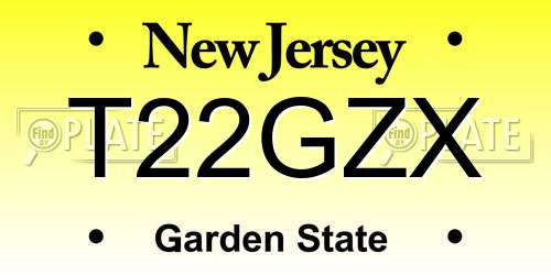 T22GZX New Jersey License Plate