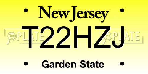 T22HZJ New Jersey License Plate