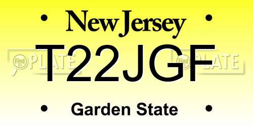 T22JGF New Jersey License Plate