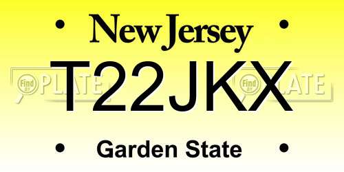 T22JKX New Jersey License Plate