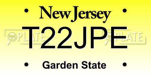 T22JPE New Jersey License Plate