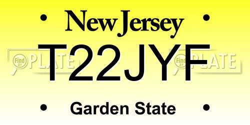 T22JYF New Jersey License Plate