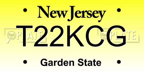 T22KCG New Jersey License Plate