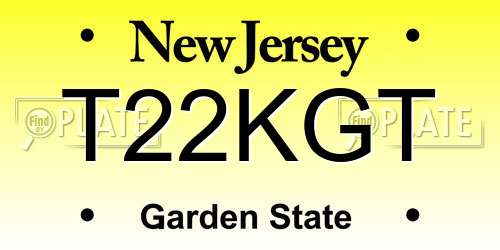 T22KGT New Jersey License Plate