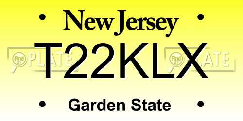 T22KLX New Jersey License Plate