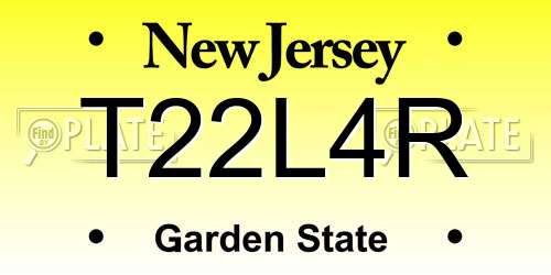 T22L4R New Jersey License Plate