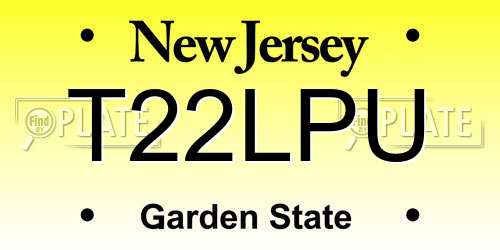 T22LPU New Jersey License Plate