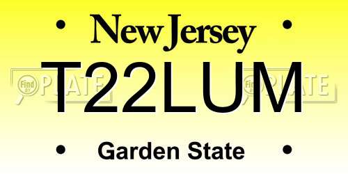 T22LUM New Jersey License Plate
