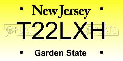 T22LXH New Jersey License Plate