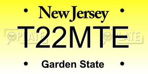 T22MTE New Jersey License Plate