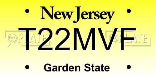 T22MVF New Jersey License Plate