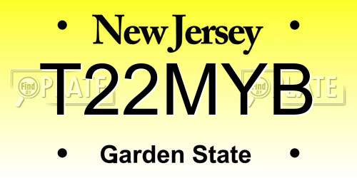 T22MYB New Jersey License Plate