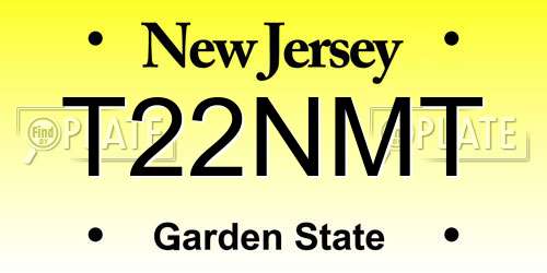 T22NMT New Jersey License Plate