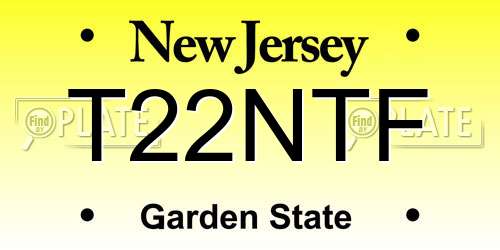T22NTF New Jersey License Plate