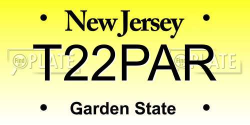 T22PAR New Jersey License Plate