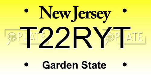 T22RYT New Jersey License Plate