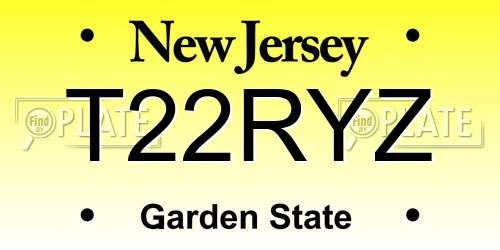 T22RYZ New Jersey License Plate