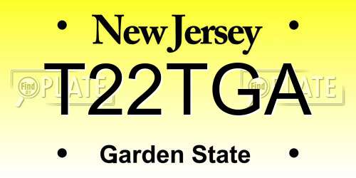 T22TGA New Jersey License Plate