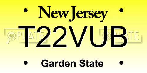 T22VUB New Jersey License Plate