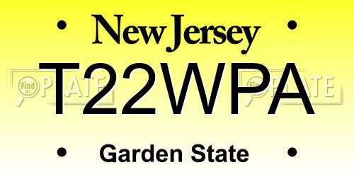 T22WPA New Jersey License Plate