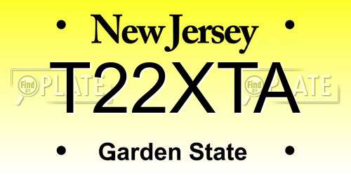 T22XTA New Jersey License Plate