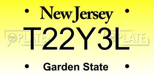 T22Y3L New Jersey License Plate