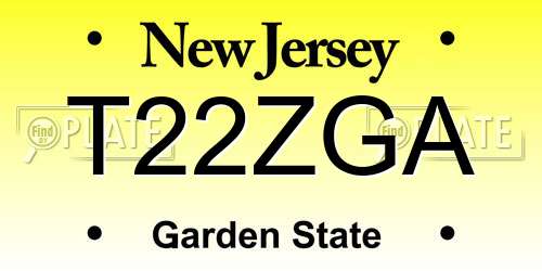 T22ZGA New Jersey License Plate