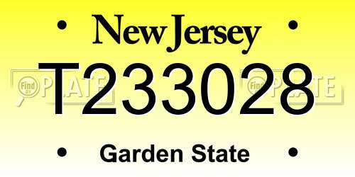 T233028 New Jersey License Plate