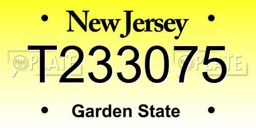 T233075 New Jersey License Plate