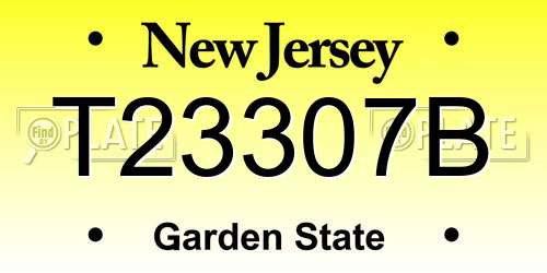 T23307B New Jersey License Plate