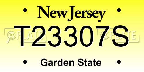 T23307S New Jersey License Plate