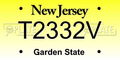 T2332V New Jersey License Plate