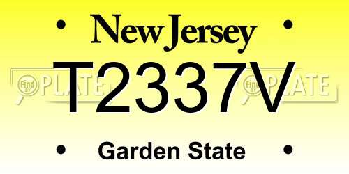 T2337V New Jersey License Plate