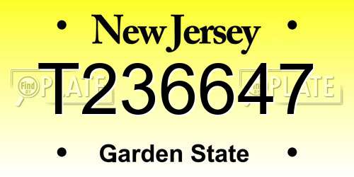 T236647 New Jersey License Plate