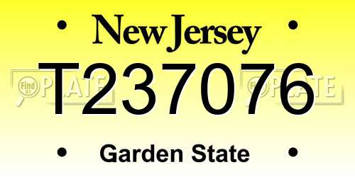 T237076 New Jersey License Plate