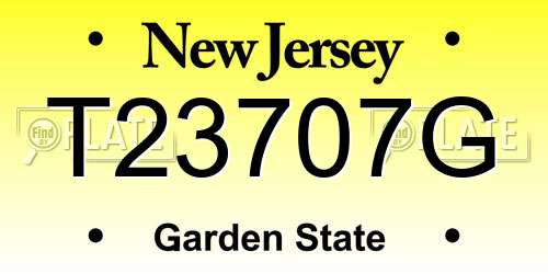 T23707G New Jersey License Plate