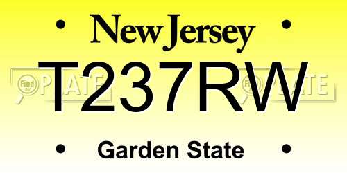 T237RW New Jersey License Plate