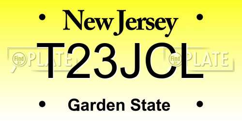 T23JCL New Jersey License Plate