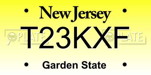 T23KXF New Jersey License Plate