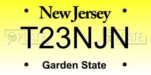 T23NJN New Jersey License Plate