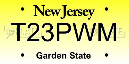 T23PWM New Jersey License Plate