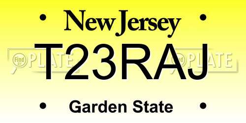 T23RAJ New Jersey License Plate
