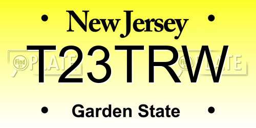 T23TRW New Jersey License Plate