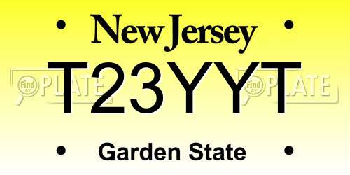 T23YYT New Jersey License Plate