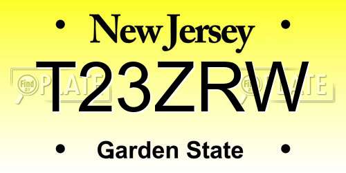 T23ZRW New Jersey License Plate