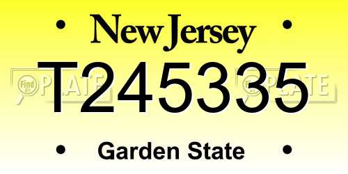 T245335 New Jersey License Plate