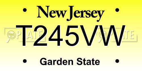 T245VW New Jersey License Plate