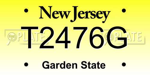 T2476G New Jersey License Plate