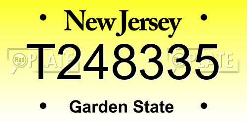 T248335 New Jersey License Plate