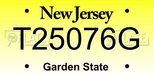 T25076G New Jersey License Plate